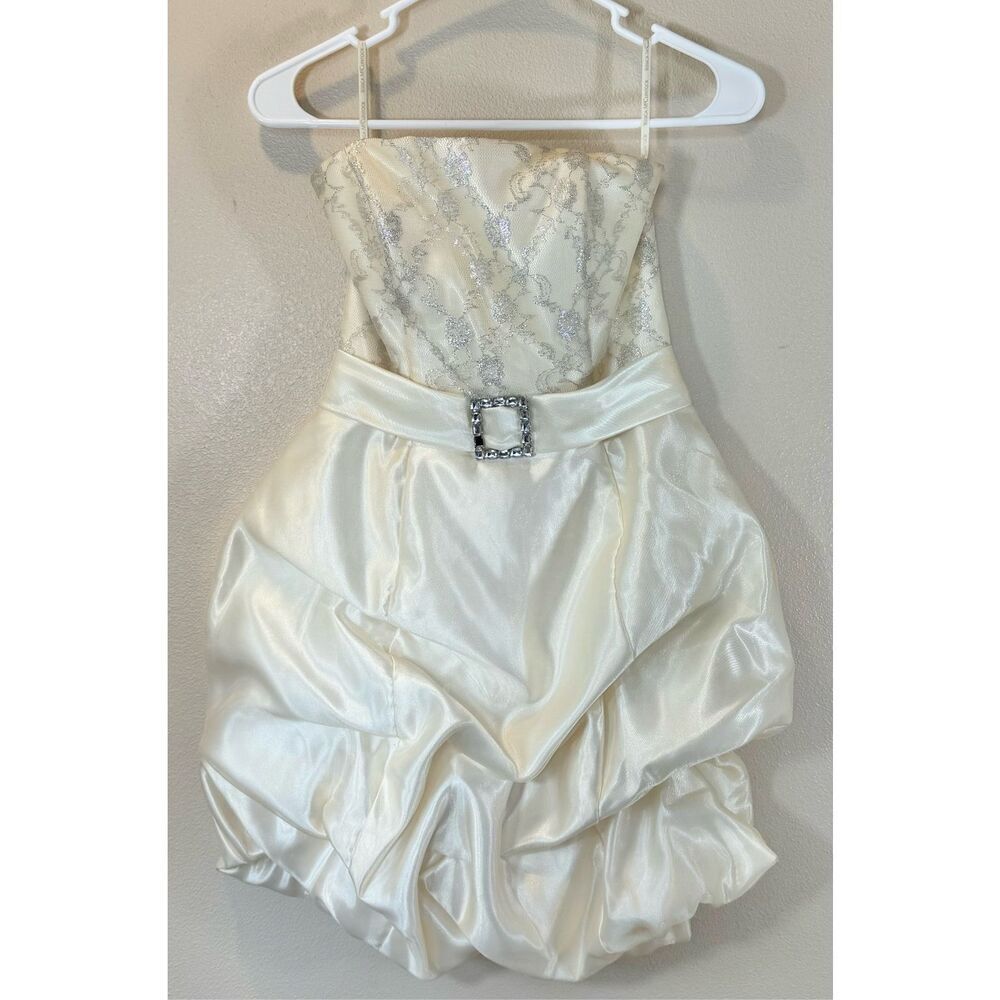 Vintage Gunne Sax Jessica McClintock Y2K 90's Cream Strapless Cocktail Dress 3US
